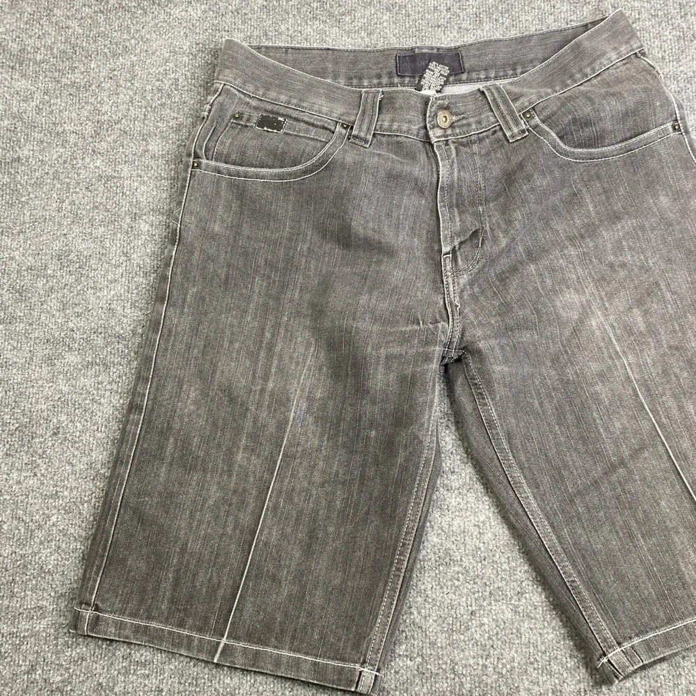 Southpole Mens Denim Jorts 36 Black Y2K Baggy Hip Hop Street Contrast Stitch - Picture 2 of 14